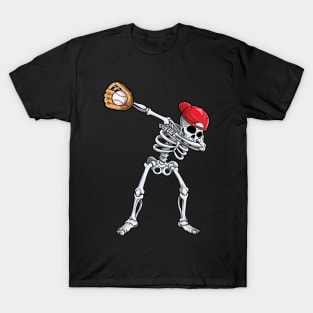 Dabbing Skeleton Baseball Halloween Boys Shirt T-Shirt